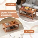 Dvipusis lauko staliukas su lentyna 90x45x45 cm (Natūrali)