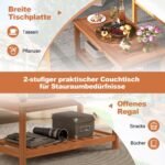 Dvipusis lauko staliukas su lentyna 90x45x45 cm (Natūrali)