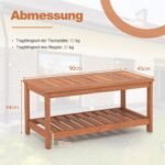 Dvipusis lauko staliukas su lentyna 90x45x45 cm (Natūrali)