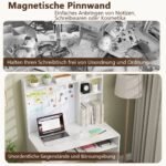 Darbo stalas su magnetine lenta ir ištraukiama klaviatūros atrama (Balta)