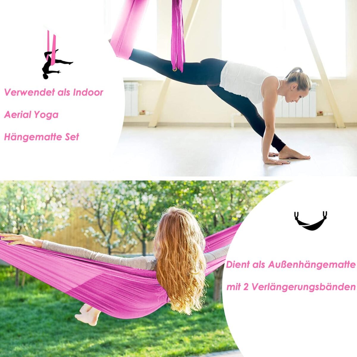 Oro Joga Hamakas Kūnui Stiprinti (Rožinė)