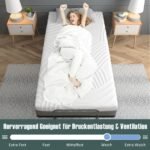 Antčiužinys su profiliuotu putplasčiu reguliuojamam lovos rėmui (Pilka ir balta)
