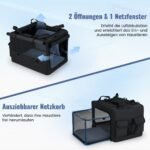 Sulankstoma transportavimo dėžė šunims su dviem angomis ir tinkliniu langu (Juoda)