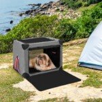 Sulankstoma trijų durelių šunų transportavimo dėžė (Pilka)