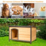 Medinė lauko šunų būda atverčiamu stogu (Natūrali)