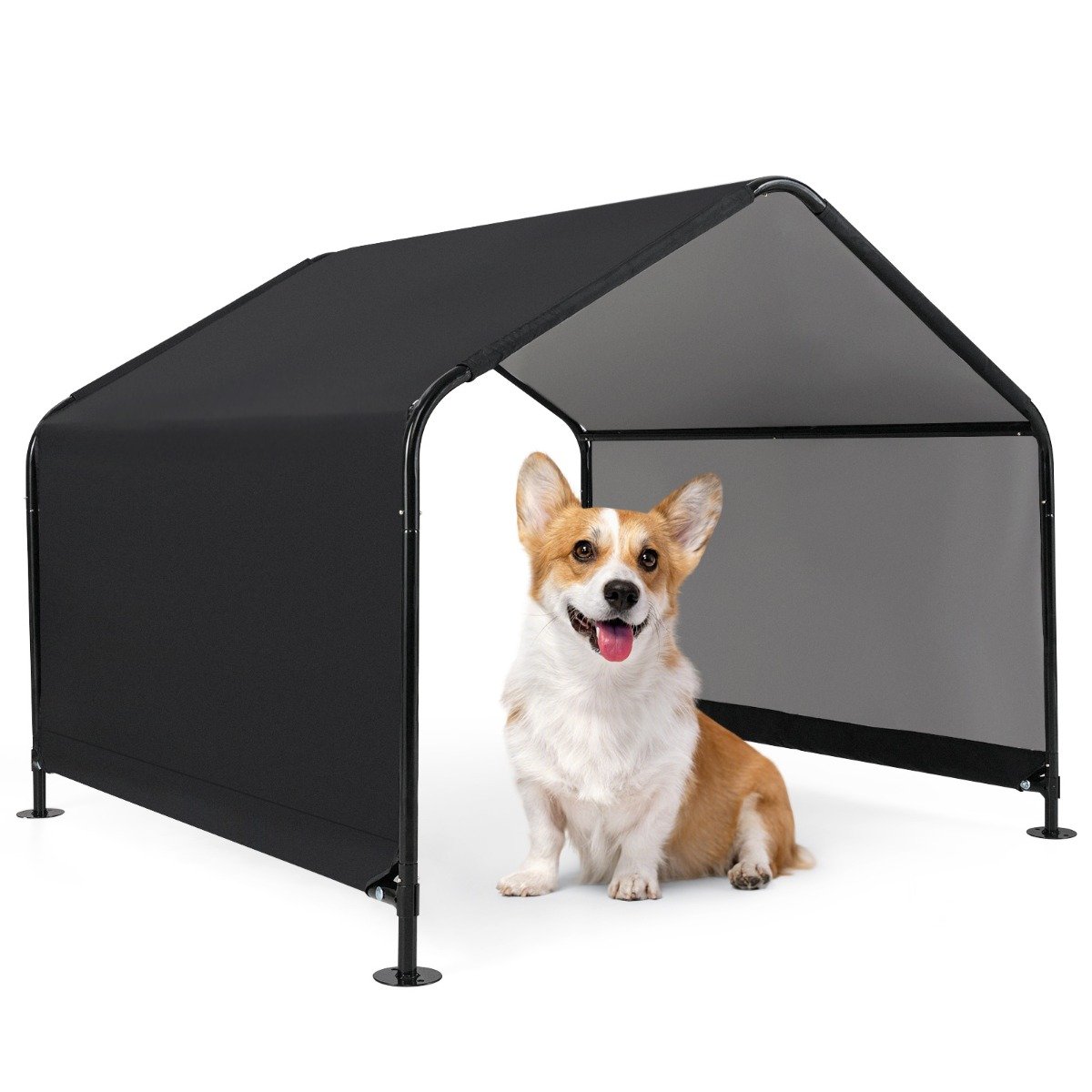 hundeh_tte-hundezelt-13806_7_ Lauko šunų palapinė atspari vandeniui 129x124x108 cm (Juoda)