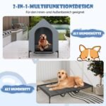 2-in-1 šunų namelis ir pakeltas gultas su apsauginiu tinkleliu (Pilka)
