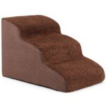 3 pakopų šunų rampos su minkštu čiužiniu (Kavos)