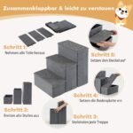 Sulankstomos 3 pakopų šunų laiptelės su daiktadėže (Pilka)