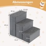 Sulankstomos 3 pakopų šunų laiptelės su daiktadėže (Pilka)