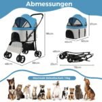 3-in-1 nešiojamas sulankstomas gyvūnų vežimėlis iki 15 kg su tinklelio langais (Mėlyna)