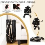 3-in-1 Nešiojamas sulankstomas gyvūnų vežimėlis (Juoda)