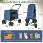 Vežimėlis šunims su amortizatoriais sulankstomas iki 40 kg (Mėlyna)