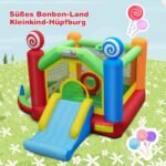 Pripučiama žaidimų pilis su čiuožykla ir baseinu vaikams (Spalvota)