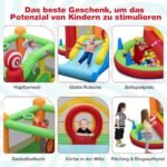 Pripučiama žaidimų pilis su čiuožykla ir baseinu vaikams (Spalvota)