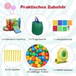 Pripučiama žaidimų pilis su čiuožykla ir baseinu vaikams (Spalvota)