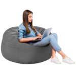 Pripučiamas fotelis-maišas su minkštu užpildu 92 x 62 cm (Pilka)