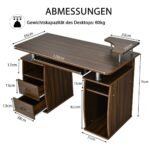 Kompiuterio stalas su ištraukiamu klaviatūros padėklu ir spausdintuvo lentyna (Valriekmedžio)