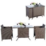 Lauko baldų komplektas su pagalvėlėmis (Ruda)