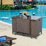 Lauko baldų komplektas su pagalvėlėmis (Ruda)