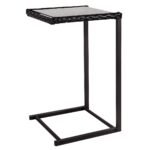 Daugiafunkcis staliukas su stikliniu paviršiumi ir poliratano apdaila (Juoda)