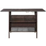 Lauko baro stalas su dvejomis lentynomis (Ruda)