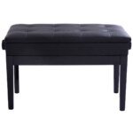 Reguliuojamo aukščio pianino suoliukas su natų skyriumi (Juoda)