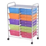 Universalus mobilus stalčių vežimėlis su 15 išimamų stalčių (Vaivorykštė)