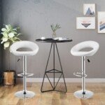 Baro kėdžių komplektas su reguliuojamu aukščiu ir pasukimo funkcija (Balta)