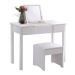 Kosmetinis staliukas su išlankstomu veidrodžiu ir kėdute (Balta)