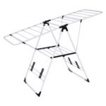 Sulankstoma ir reguliuojama drabužių džiovykla su batų lentynomis (Balta)