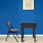 Sulankstomų virtuvės kėdžių komplektas 4 vnt. su paminkštintu atlošu ir sėdyne (Juoda)