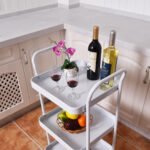 Daugiafunkcis trijų lentynų serviravimo vežimėlis su ratukais (Balta)