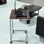 Stalinis staliukas su ratukais ir MDF stalviršiu (Ruda)