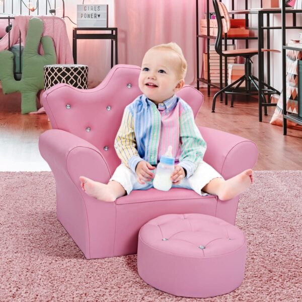 Vaikiška sofa su pakoja karūnos formos (Rožinė)