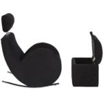 Vaikiškas supamas sofa-fotelis su pufu (Juoda)