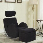 Vaikiškas supamas sofa-fotelis su pufu (Juoda)