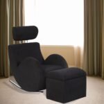 Vaikiškas supamas sofa-fotelis su pufu (Juoda)