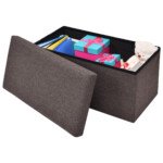 Sulankstoma sėdima daiktadėžė-pufas (Smėlio)