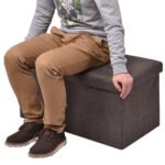 Sulankstoma sėdima daiktadėžė-pufas (Smėlio)