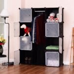 Modulinė drabužių spintos ir lentynų sistema (Juoda)