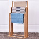 Pastatomas bambukinis rankšluosčių laikiklis 3 strypų (Natūrali)