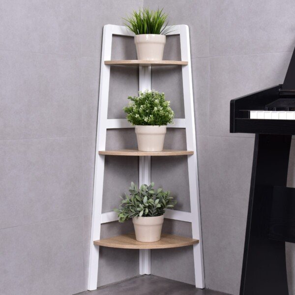 3 aukštų kampinė lentyna (Medienos)