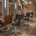 Reguliuojamo aukščio pasukama balno tipo kėdė su ergonomišku atlošu (Juoda)