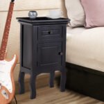 Naktinė spintelė su stalčiumi ir durelėmis (Juoda)