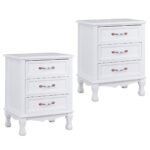 Paulownijos medienos naktinis staliukas su 3 stalčiais (Ruda)