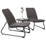 3 dalių polirataninis lauko baldų komplektas su ergonomiška atrama (Pilka)