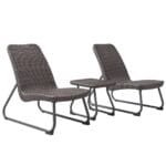 3 dalių polirataninis lauko baldų komplektas su ergonomiška atrama (Pilka)