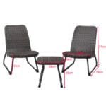 3 dalių polirataninis lauko baldų komplektas su ergonomiška atrama (Pilka)