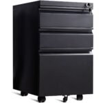 Biuro konteineris su 3 stalčiais ir spyna (Juoda)